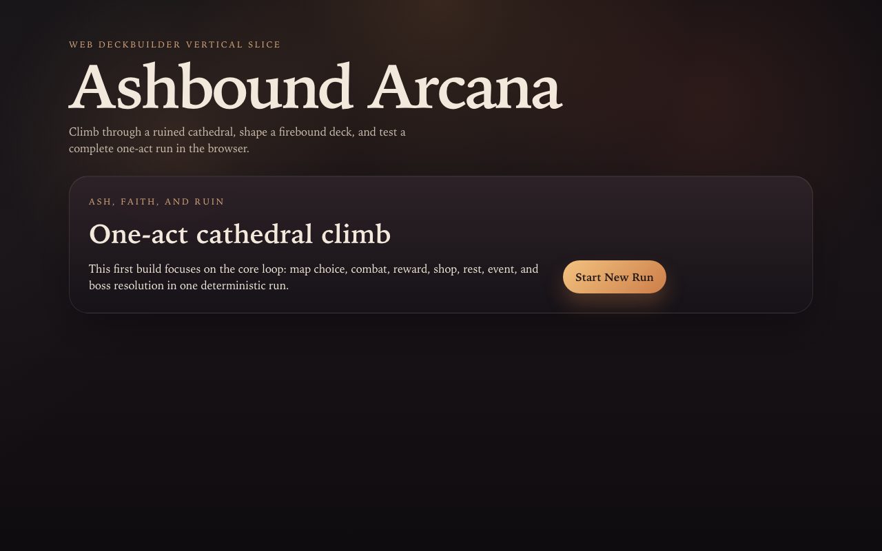 Ashbound Arcana의 공개 첫 화면