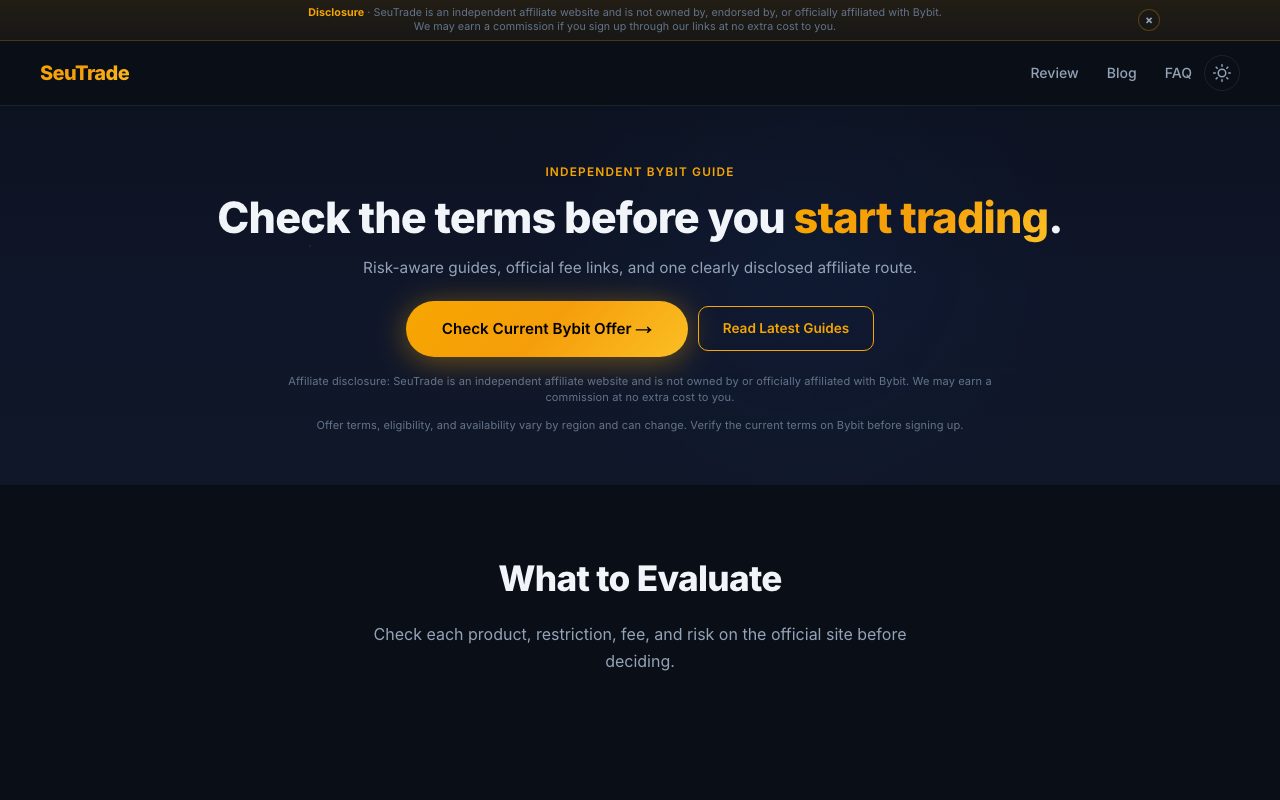 SeuTrade의 공개 첫 화면